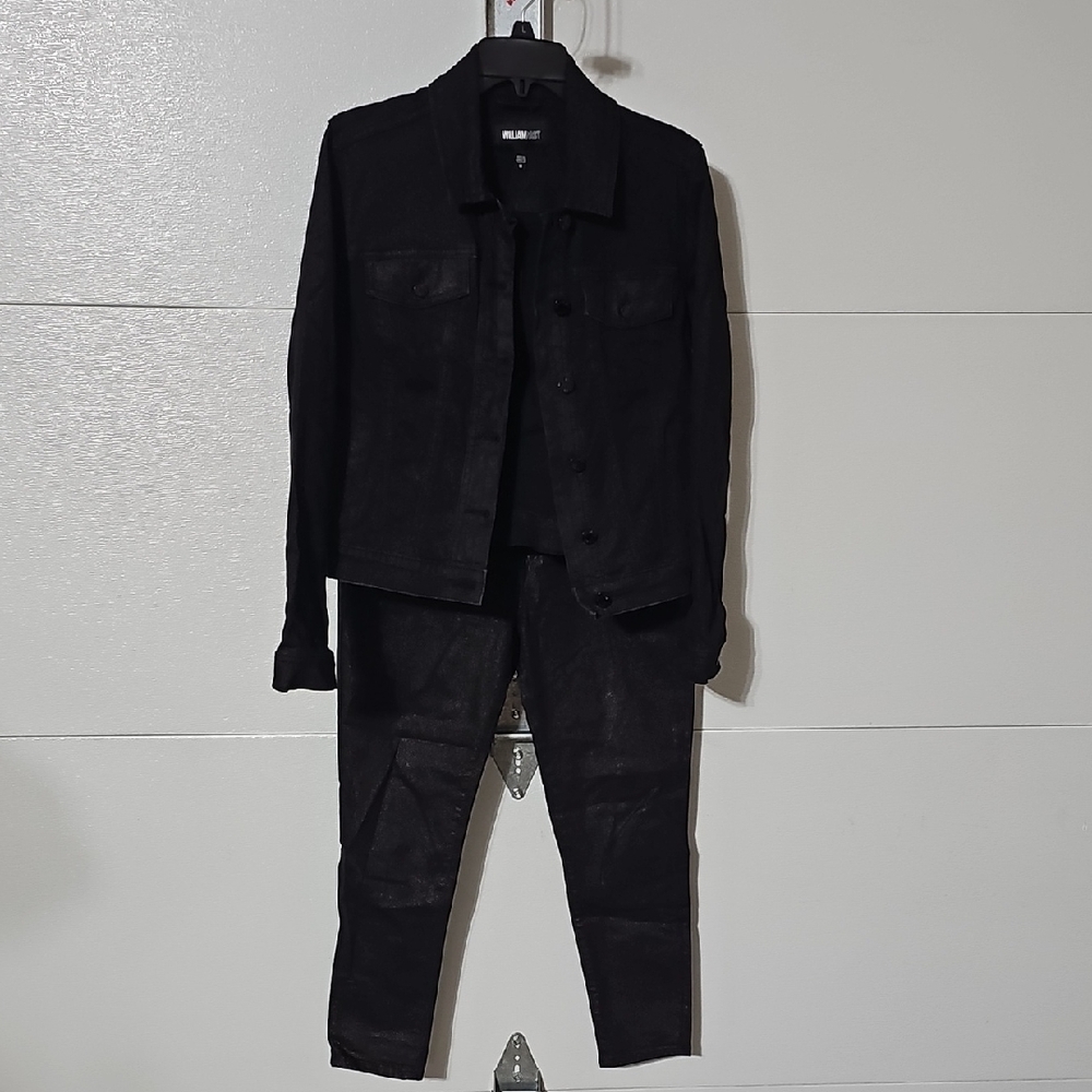 William Rast Black Denim Glitter Jacket and Pants Set